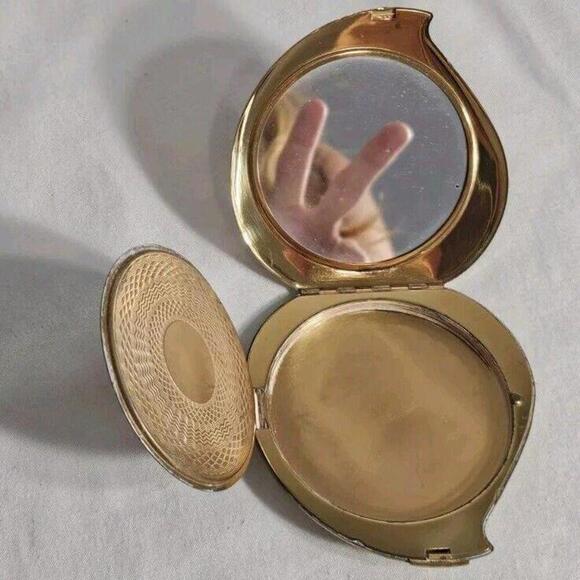 Vintage Elgin American Kissing Theater Masks Mirror Powder Compact Vanity - Picture 1 of 4